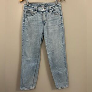 American Eagle Outfitters Light Blue Super High-Rise Straight Jeans Size 4 Short